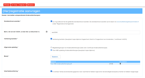 laatste stap specialisatie ingevuld