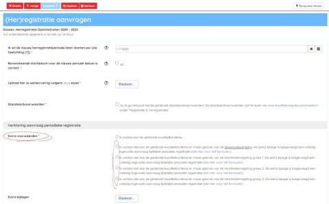 herregistratie aanvragen extra voorwaarden